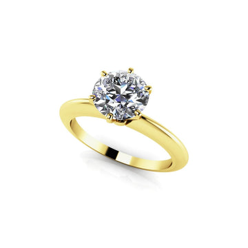 Six Prong Round Diamond Solitaire Ring