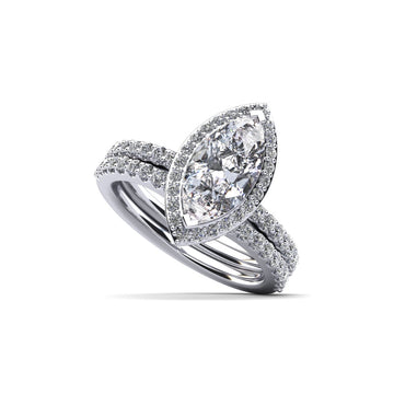 Halo Marquise Matching Diamond Bridal Set