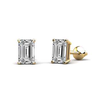 Classic Emerald Cut Diamond Stud Earrings
