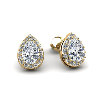 Rounds and Pears Brilliance Halo Stud Earrings