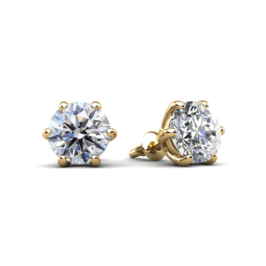 Six Prongs U Shape Diamond Studs