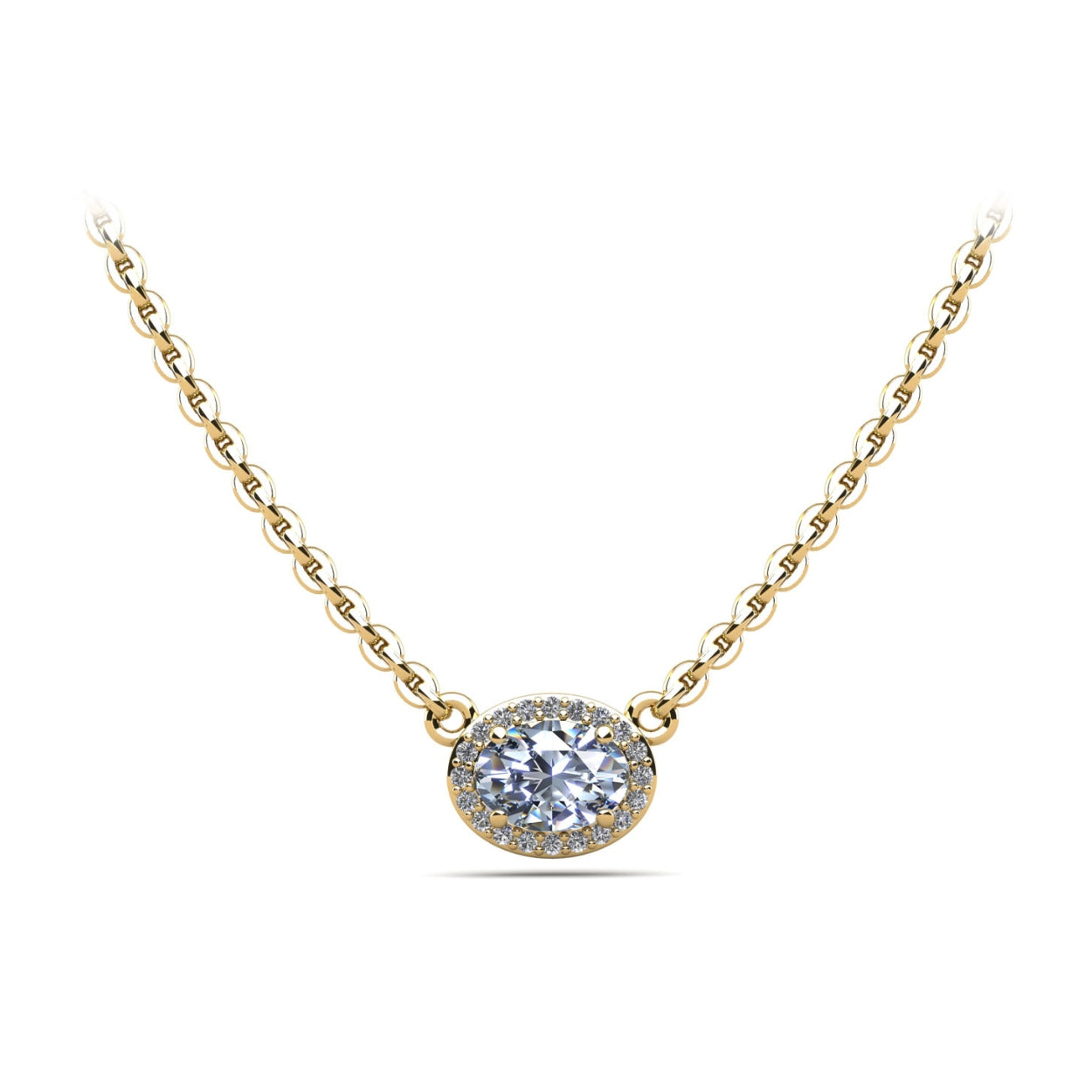 Oval Halo Diamond Pendant