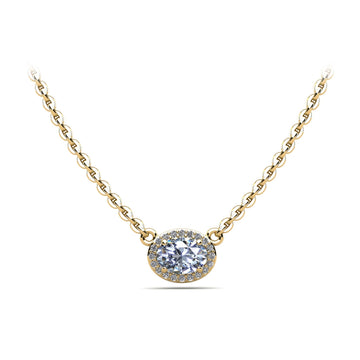 Oval Halo Diamond Pendant