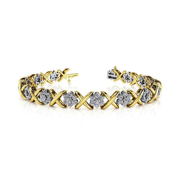 Stylized X Flower Diamond Bracelet