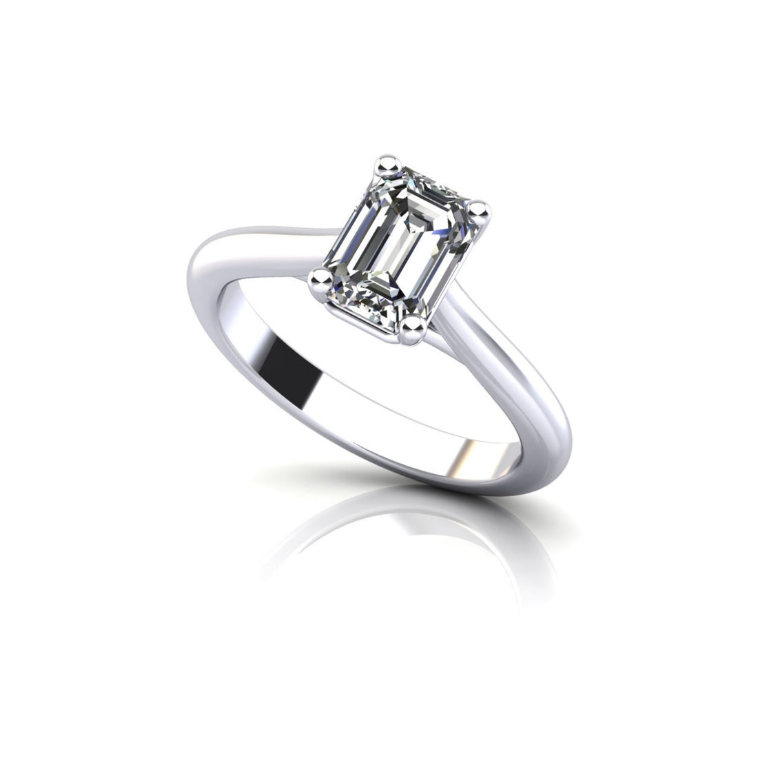 Emerald Cut Diamond Solitaire Engagement Ring