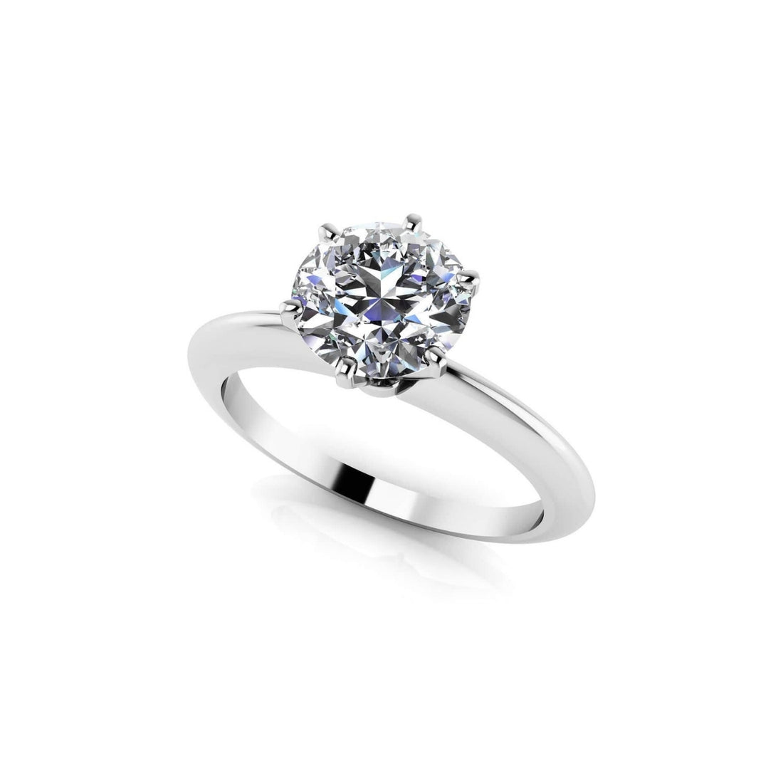 Six Prong Round Diamond Solitaire Ring
