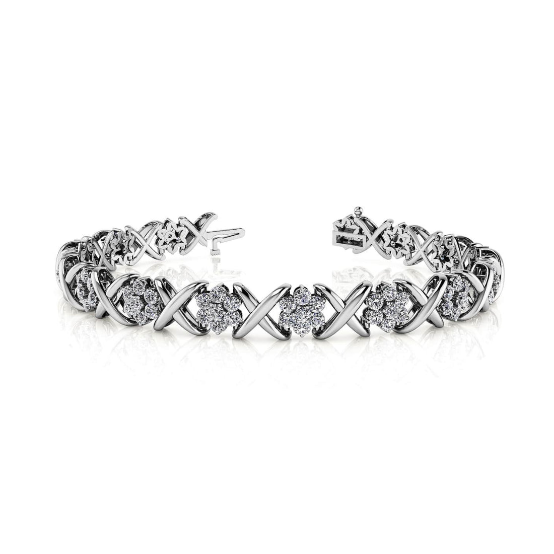Stylized X Flower Diamond Bracelet
