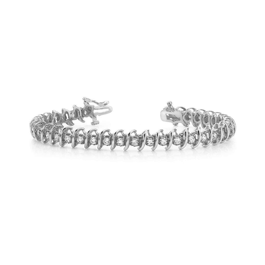 Swirl Link Illusion Diamond Tennis Bracelet