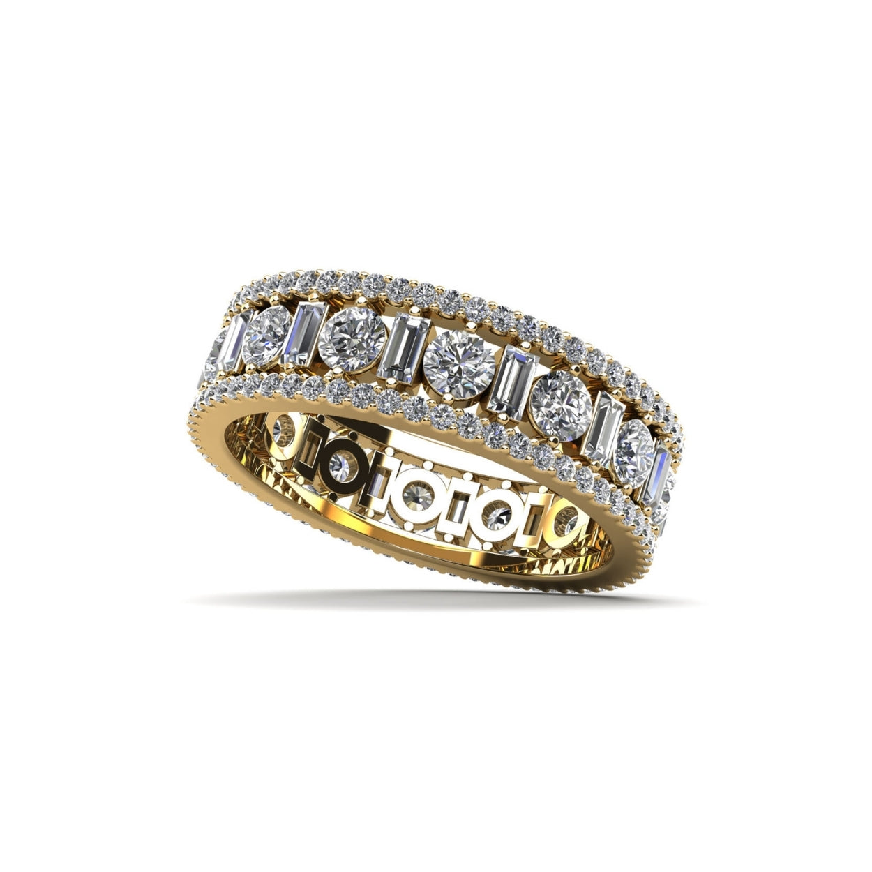 Glamorous Round and Baguette Diamond Eternity Ring