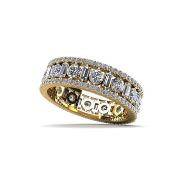 Glamorous Round and Baguette Diamond Eternity Ring