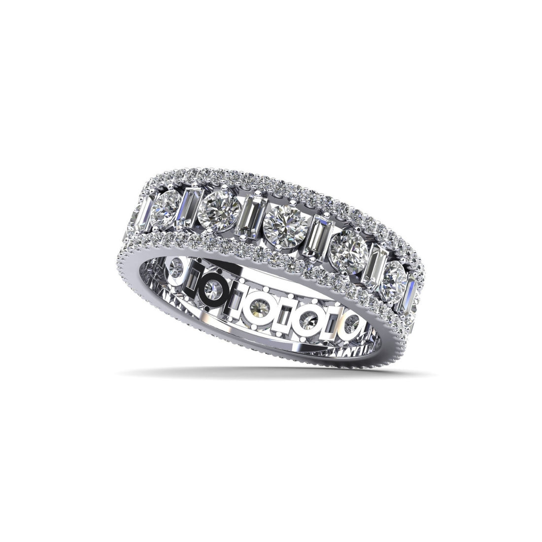 Glamorous Round and Baguette Diamond Eternity Ring