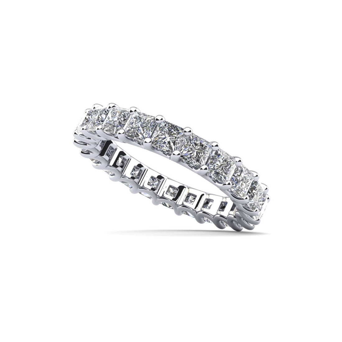 Princess Cut U Shape Eternity Ring