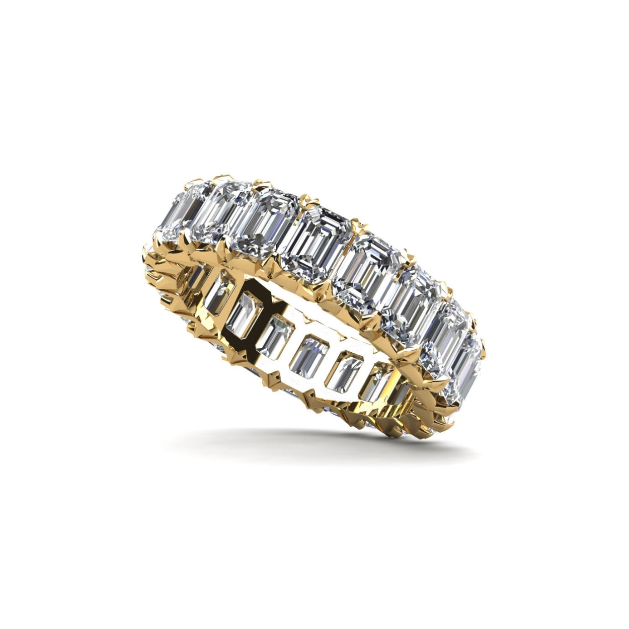 Emerald Cut Crown Diamond Eternity Ring