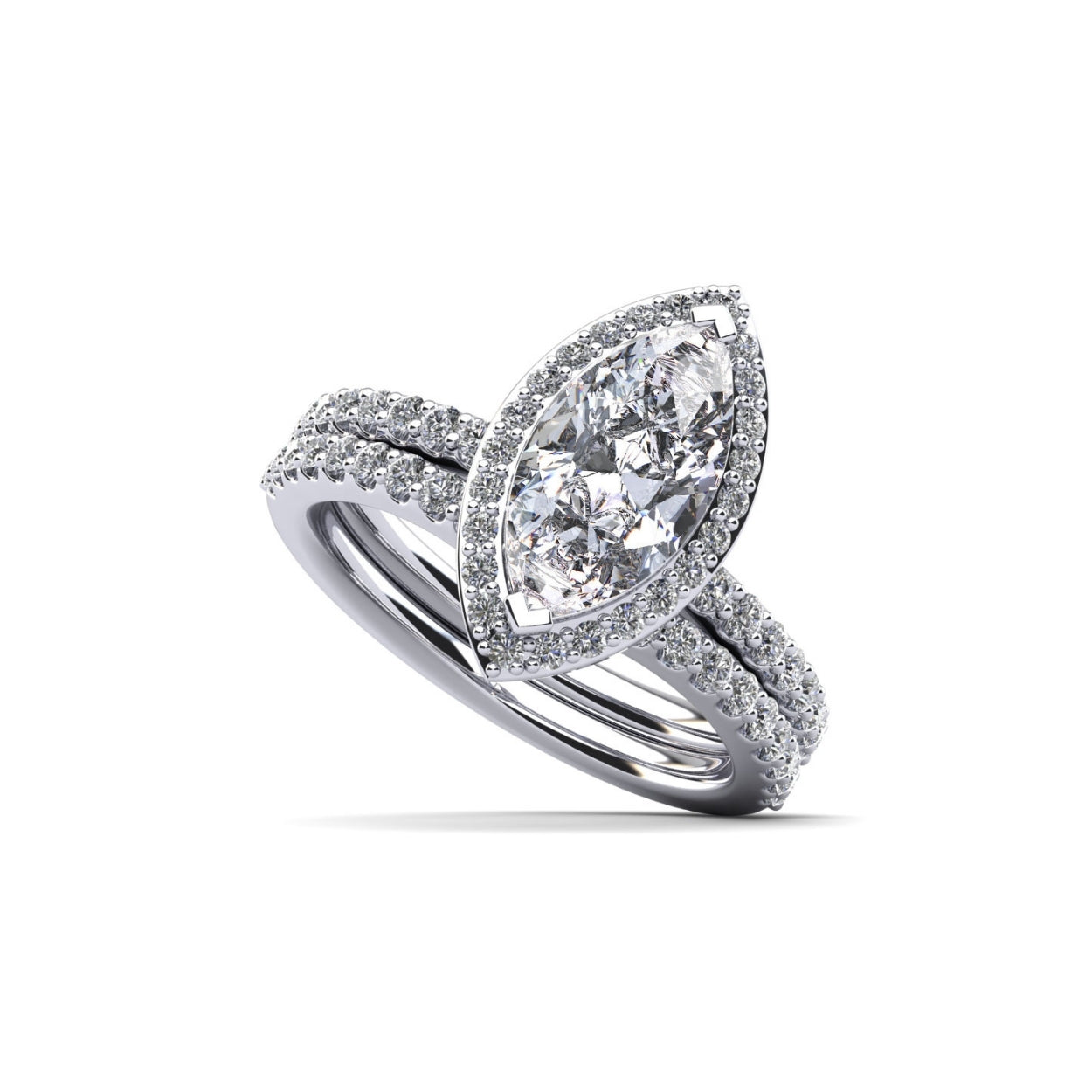 Halo Marquise Matching Diamond Bridal Set