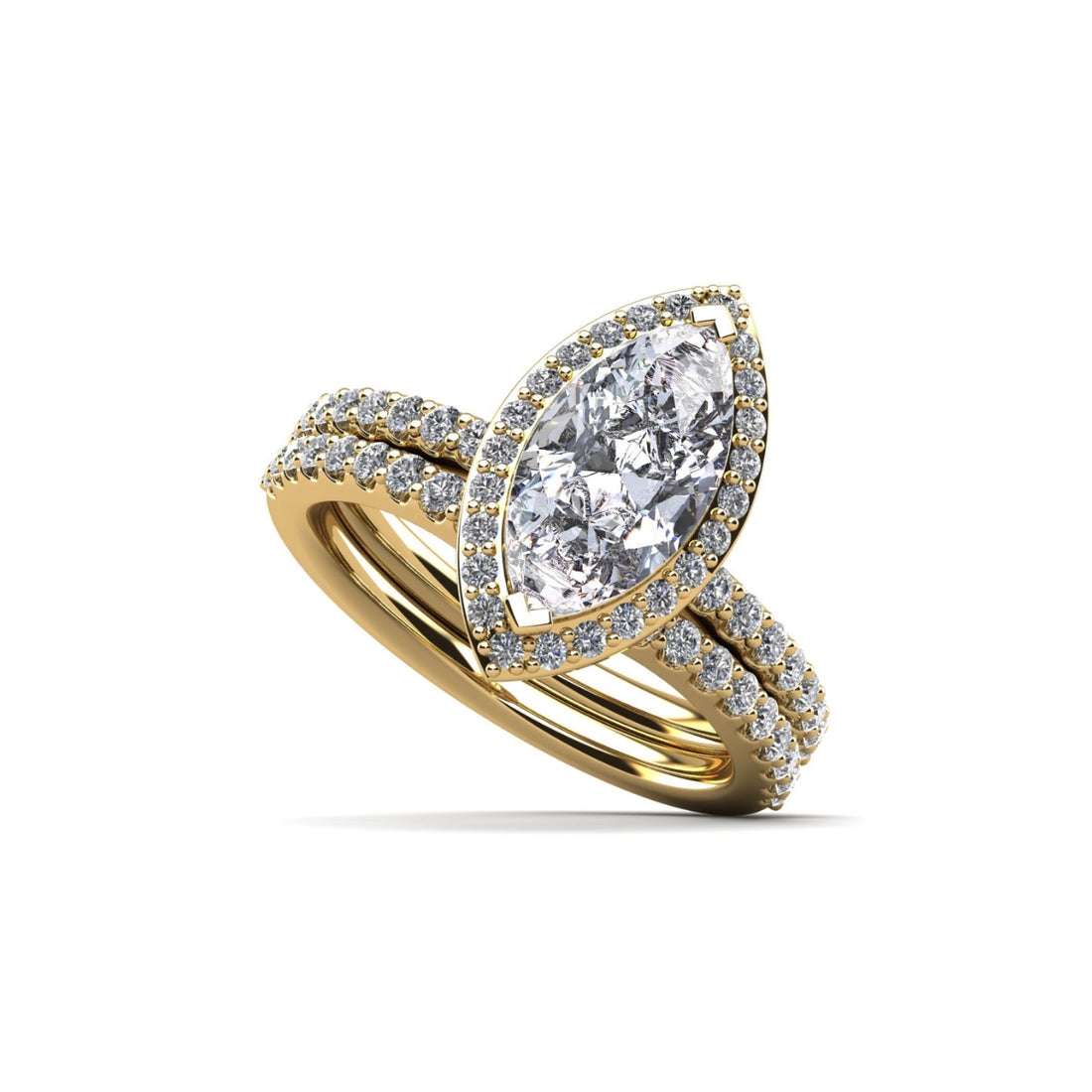 Halo Marquise Matching Diamond Bridal Set
