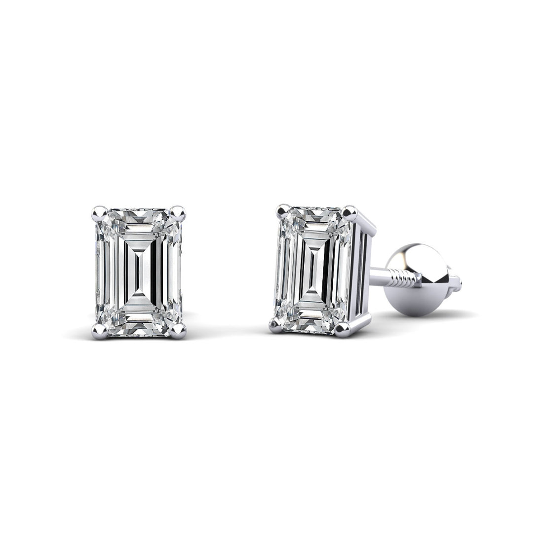 Classic Emerald Cut Diamond Stud Earrings