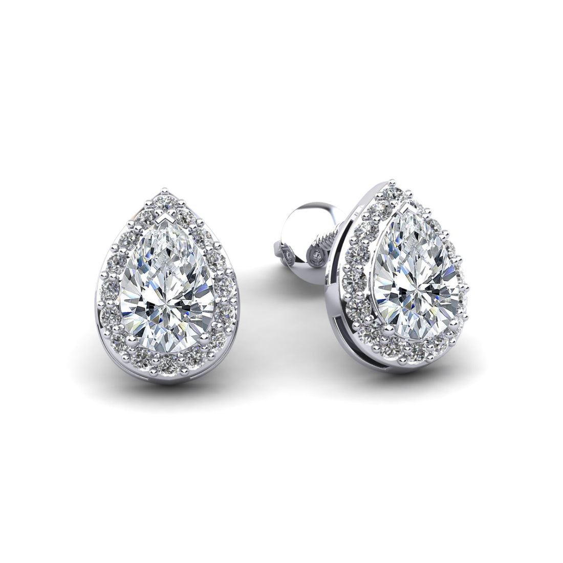 Rounds and Pears Brilliance Halo Stud Earrings