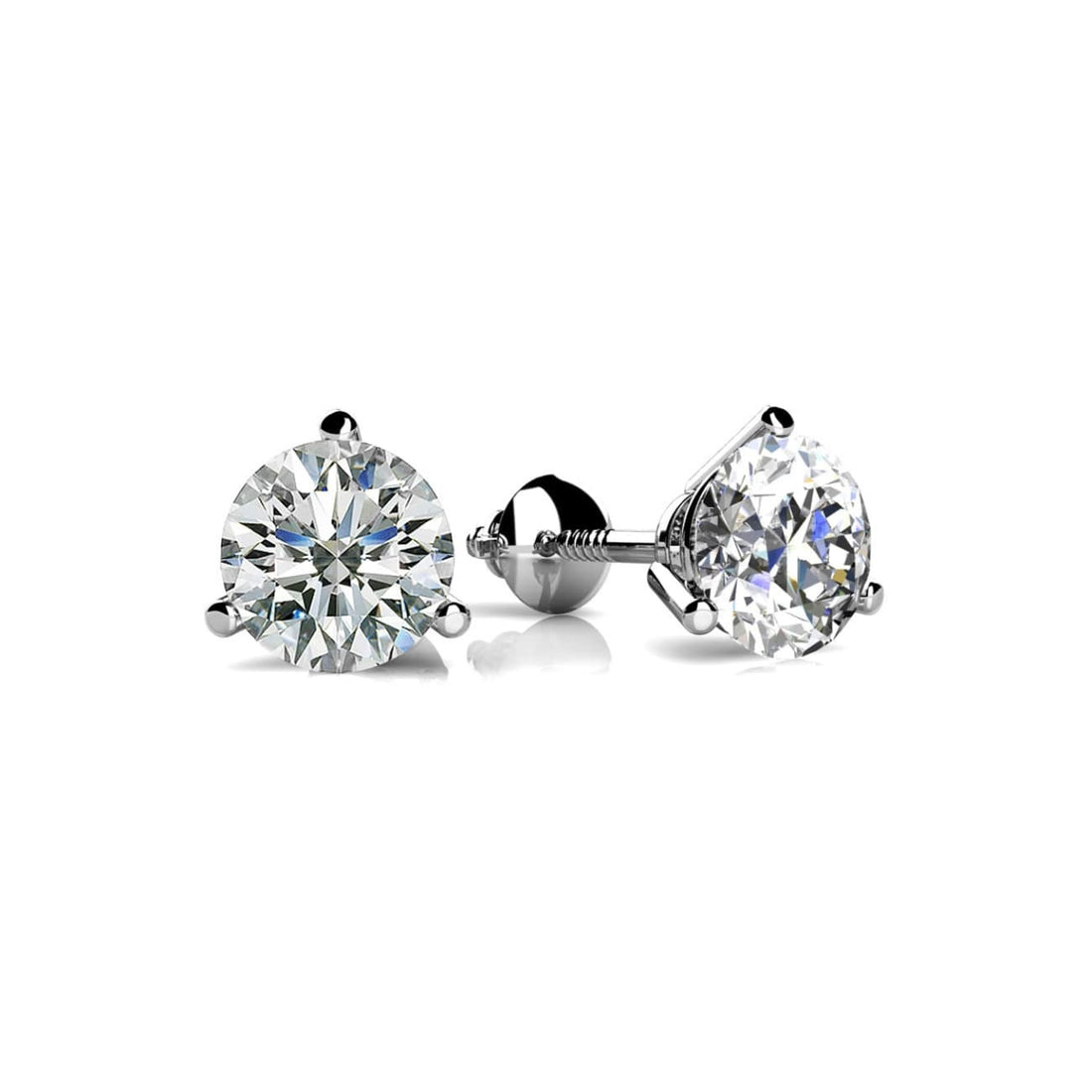 Three Prong Diamond Studs