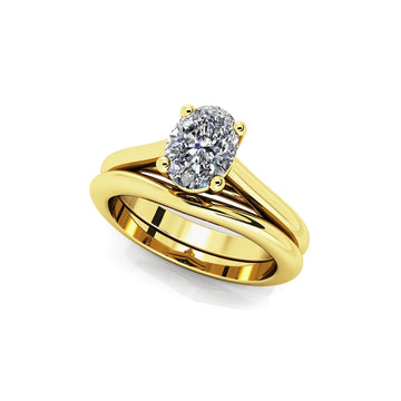 Oval Diamond Cathedral Bridal Set
