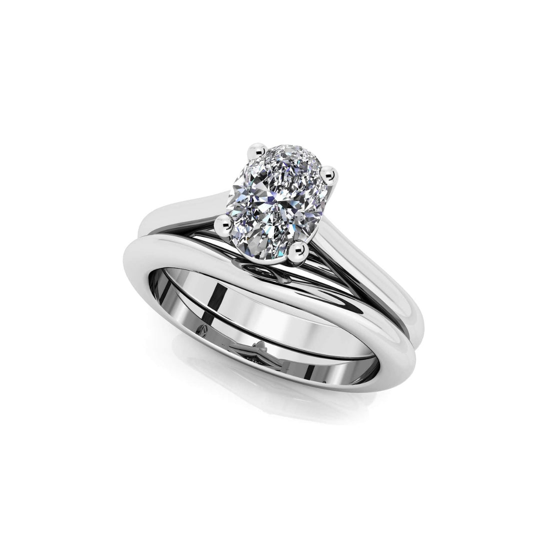 Oval Diamond Cathedral Bridal Set