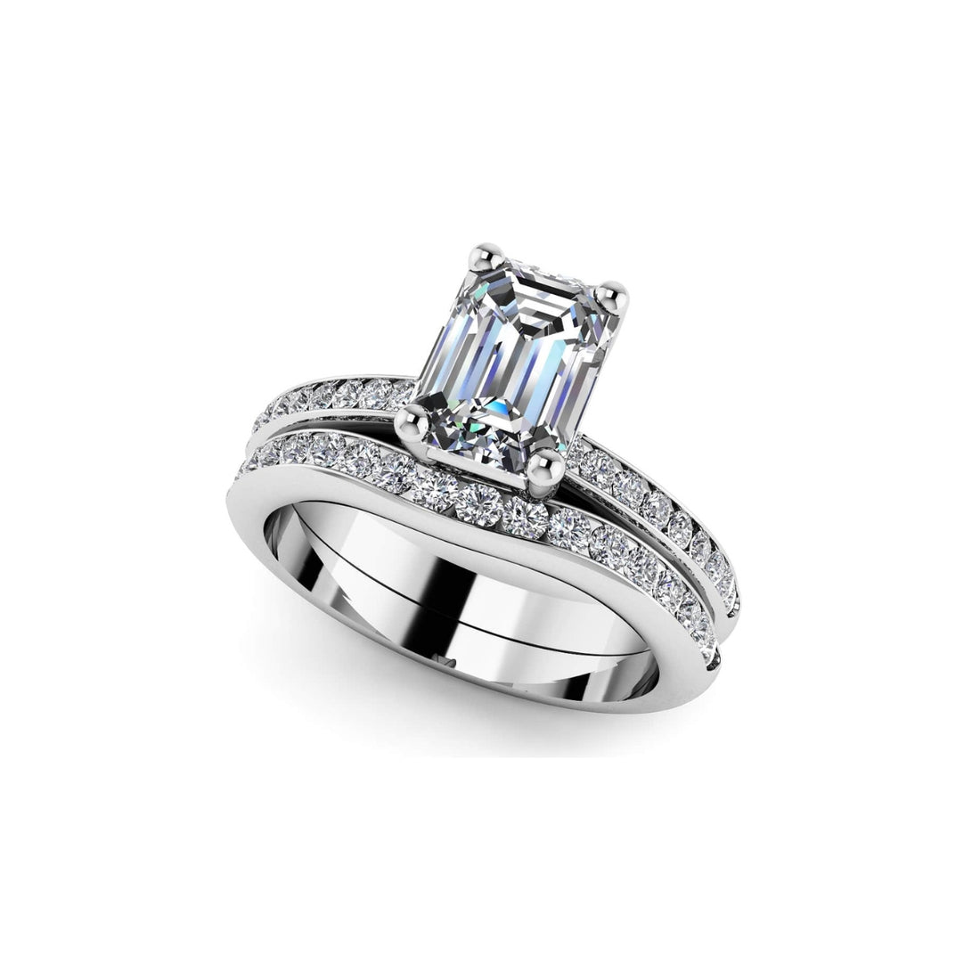 Exquisite Emerald Cut Bridal Set
