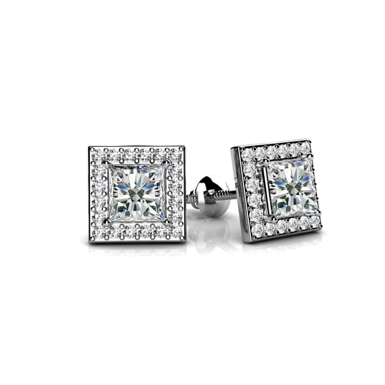 Princess Designer Diamond Stud Earrings