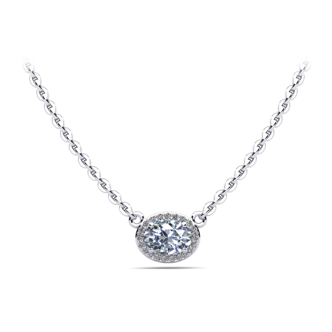 Oval Halo Diamond Pendant